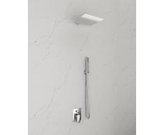 KIT DOCCIA COMPLETO DI MISCELATORE DA INCASSO A DUE VIE + SOFFIONE DOCCIA ACCIAIO INOX SLIM 2 MM SPESSORE + BRACCIO DOCCIA ACCIAIO