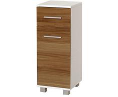 VCM 580171 Sorjen Armadio da Bagno con Piedi di Supporto Mobili, Bianco/Anima in Noce