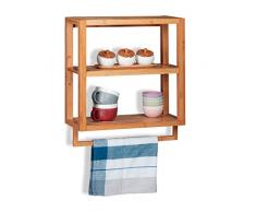 Relaxdays Mensola per Doccia in Bambù, 3 Ripiani, Portasciugamani, Scaffale per Cucina & Bagno, HLP 58,5x52x21cm,legno