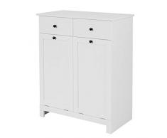 SoBuy Mobile porta biancheria per bagno con cassetto e cesto biancheria sporca L78*P38*A90cm (BZR33-W)