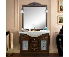 Shop Chic Arredo bagno arte povera, mobile bagno, legno in stile classico noce, lavabo in ceramica 105 cm