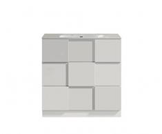 Web Convenienza Mobile Lavabo Bagno con Cassetti Moderno - Mobiletto Lavandino Bagno - Mobile Bagno a Terra Completo - Colore Bianco Lucido (80 cm, Vasca Singola)