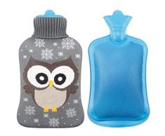 Borsa dellacqua calda, Mture 2L Gomma Hot Water Bottle con Giacca a maglia per Rimovibile e Lavabile,Testata e priva di sostanze nocive, Rapido Sollievo dal Dolore e Comfort - Marrone