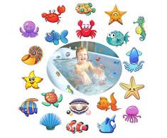 Antiscivolo per il bagno e doccia,Afufu 20 Pezzi Sticker Sea creature Dischi Adesivi Antiscivolo per Piatto Doccia e Vasca da Bagno