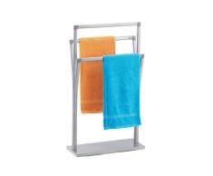 Relaxdays Asciugamani a 3 Bracci, Supporto Porta Salviette, HLP: 86,5 x 50 x 20 cm, per Bagno, Argento, 100% Ferro, 1 pz