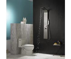 eliteelite Pannello doccia con sistema di massaggio a torre, in acciaio inox spazzolato 304, multifunzione, con ugelli per cascata e vasca