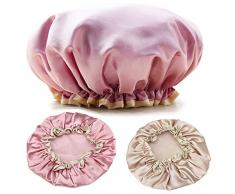 Glamza - Cuffia da doccia impermeabile, colore: rosa, 1 unità