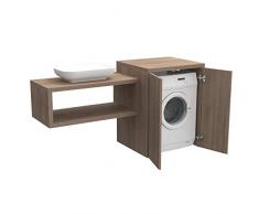 Ve.Ca. Mobile bagno coprilavatrice Stoccolma con ante, in legno, mensola lavabo + copri lavatrice/asciugatrice + lavabo, diversi colori, lavanderia bagno (Noce)