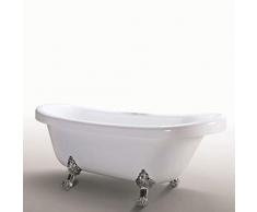 VASCA EPOCA STILE RETRÓ MODELLO MARGHERITA ELISABETTIANA VINTAGE PIEDINI CROMATI ARGENTO BAGNO