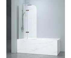 EMKE Pannello divisorio doccia per vasca da bagno, 120 x 140 cm, per vasca da bagno, rivestimento facile da pulire