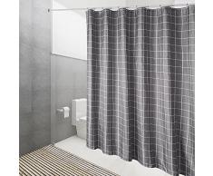 DUFU Tenda da Doccia, Tenda Doccia Impermeabile 180 x 200 cm Lavabile Tenda Vasca da Bagno in Poliestere Traslucido Tenda per la Doccia con 12 Ganci, Grigio