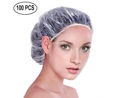 Cuffia Doccia Monouso Plastica Trasparente 100 pezzi, Amison Doccia Cappuccio Capelli Protezione per Salone, Spa, Viaggio, Hotel