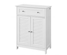 SoBuy Mobiletto Base per Bagno o Ingresso, con Due Ante e cassetto, in Stile tapparelle,Bianco,FRG238-W,IT