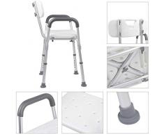 Rehab - Sedia da doccia con schienale e braccioli estraibili - sedile da doccia da vasca, sedia regolabile in altezza - Ausilio Supporto per Anziani