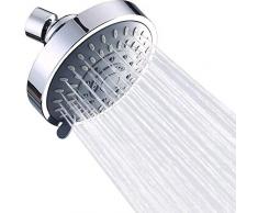 Soffione Doccia ad Alta Pressione,Soffione Doccia Cromato a Pressione,Soffione Doccia da Bagno 4 Pollici,Soffione Doccia Fisso Regolabile,5 Impostazioni Spruzzo,per Soffioni Doccia da Bagno(Argento)