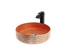 Lavandino da Bagno, Lavabo da Appoggio in Vetro, Lavabo da Appoggio, Lavabo da Appoggio con Scarico Pop-Up E Tubo dellAcqua,Silver Orange 5 Accessories