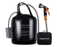 koopsmate Doccia da Campeggio Portatile 20L Secchio LED Luce Solare Riscaldata Ricarica USB 8 modalità Spray Termometro per Escursionismo/Zaino, Campeggio, Viaggi, Spiaggia, Innaffiare Fiori