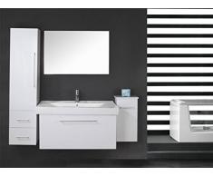 GRAFICA MA.RO SRL Mobile Bagno ARREDOBAGNO 100 CM LAVABO, Rubinetto E 2 COLONNE incl. White London
