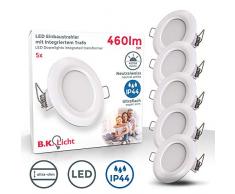 Faretti LED da incasso ultrapiatti, LED integrati 5W, diametro foro 75mm, faretti per bagno ultrasottili da soffitto, luce bianca naturale 4000K, set da 5 rotondi, plastica bianca, 230V, IP44