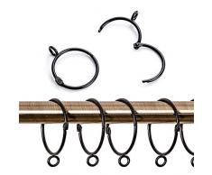 Exporee 20 Pezzi Metallo Circolare della Tenda della Doccia Anello, Drappo Anelli per Bagno, Chiusura Mobile Adatto per Palo Fisso Diametro Interno 50 mm (Nero)