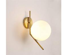 MQHOME Applique Da Parete Interno Moderno Sfera di vetro nordica moderna in ferro battuto oro Lampada Da Parete Lampada Muro Esterno Camera da Letto Corridoio Soggiorno Bagno