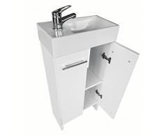 paplinskimoebel MALIBU Mobile da bagno con lavabo, Mobili bagno a terra 40x22 cm, Lavabo da ceramica, Mobili rifiniti in PVC, Alta resistenza allumidità, Bianco