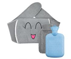 AGAKY Borsa Acqua Calda 1L, Borsa dellAcqua Calda con Copertura Morbida in Peluche, Bottiglia di Acqua Calda in PVC, Hot Water Bottle per il Sollievo dal Dolore per il Collo, Crampi, Spalle, Gambe