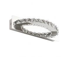 YHTlaeh Zwart - Lampada da specchio a LED, 10 W, 720 lumen, 4000 K, con cristalli IP44, impermeabile, 230 V, cromata, 8 W (30cm, Cromo)