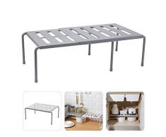 Roebii, organizer impilabile per mobile da cucina, allungabile, da cucina, da bagno, da scrivania, il design in acciaio perforato permette di scolare
