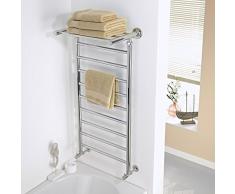 Hudson Reed Duchessa Scaldasalviette di Design Verticale - Termoarredo Bagno Contemporaneo con Ripiano Porta-Salviette - Acciaio Cromato - 324W - 994 x 532 x 300mm