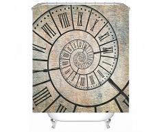 EHOMERY Tenda Doccia Universale Tenda Vasca Da Bagno Con Supporto Orologio DEpoca Tenda Doccia Tessuto Cotone Tenda Vasca Da Bagno Antimuffa Polyester Marrone 90X180Cm