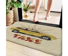 Tappetino da Doccia 60 x 100 cm,Retrò, stile pop art vecchio stile taxi con effetti grunge auto depoca grafica decorativa, r,Tappeto Antiscivolo per Doccia o Vasca da Bagno, Adatto per Cucina e Bagno