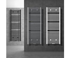 ECD Germany Radiatore da Bagno Scaldasalviette con Attacco Centrale Bianco Dritto 400 x 1200 mm Radiatore Portasciugamani con Termostato e Set di Collegamento Universale Radiatore Termoarredo