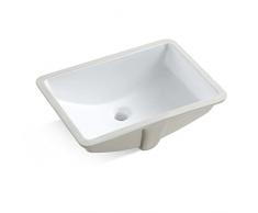 MEJE #202F-1_20.9 Inch Porcellana Sottopiano Lavello Da Bagno, Rettangolo Lavandino Lavandino, Sottopiano Lavabo Bianco