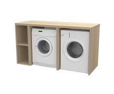 Ve.Ca. Mobile lavanderia Riga 175 cm in legno, copri lavatrice/asciugatrice, diversi colori, anche su misura, bagno (Rovere rock)
