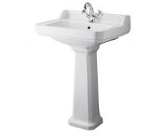 Hudson Reed Carlton Lavabo su Colonna per Bagni - Design Tradizionale su Piedistallo - Lavandino in Ceramica Bianca - 1 x Foro per la Rubinetteria - 905 x 595mm