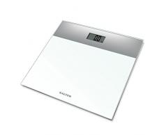 Salter Bilancia Pesapersone Digitale, Bilancia Elettronica in Vetro Temperato con Display LCD, 30 x 28 cm, Bianco e Argento