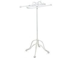 Biscottini Porta asciugamani da terra in ferro battuto | Piantana porta asciugamani bagno 69x24x39 cm | Porta salviette bagno bianco