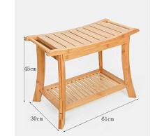 CHQYY Sedie- Bamboo Bench Doccia Sedile con Scaffale, Bagno in Legno Sedile Sgabello, Vasca da Bagno Deluxe Organizzatore feci con Soap Box, Spa Sedia for Interni o Esterni (Colore : Natural)