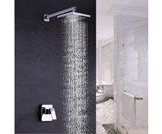 Lilac Fower Shop Lamp Asciugacapelli in Argento Nero in Oro Nero Doccia nella Doccia Quadrata del Muro (Color : Silver)