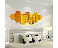 Set di adesivi da parete a specchio, esagonali, rimovibili, arte fai da te, decorazione per la casa, in acrilico, con specchi esagonali in plastica, per soggiorno, camera da letto, divano, sfondo TV