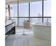 Relaxdays Porta Asciugamani da Terra a 2 Bracci, Porta Salviette, Piantana da Bagno, 82 x 46 x 20 cm, Cromo/Antracite