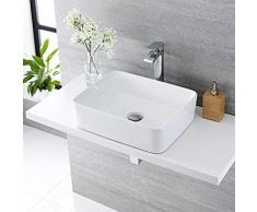 Hudson Reed Alswear Lavabo da Appoggio Rettangolare in Ceramica - 480 x 370 mm