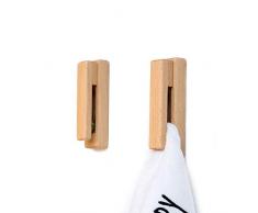 JINMURY Porta Asciugamani Moderno in Legno, Set di 2 Ganci Autoadesivi da Parete Per Asciugamani da Bagno e Cucina, Durevole, di Facile Installazione, Faggio