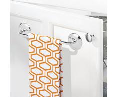 mDesign AFFIXX appendi asciugamani bagno e porta strofinacci cucina – Appendi asciugamani da muro senza montaggio – Sistema adesivo – Perfetto anche in bagno – Acciaio
