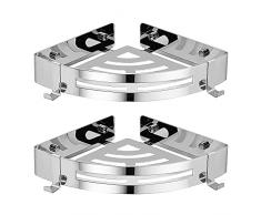 Hoomtaook Mensola da Doccia Portasapone Doccia Bagno Organizzatore a Triangolo per Angolo Doccia Acciaio Inox Nastro Biadesivo Montatura a Muro Senza Danni per Accessori Bagno Cucina, 2 Pezzi