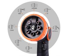 TACKLIFE Pistola da Giardino, Pistola per Innaffiamento, Ugello in Metallo, 8 Diverse modalità, Una Sola Mano, per Autolavaggio, Irrigazione per Piante e Doccia per Animali Domestici - GHN2A