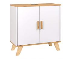 EUGAD Mobiletto Sottolavabo Sottolavello Armadietto sotto Lavandino per Bagno con Due Ante in Legno 0018WY