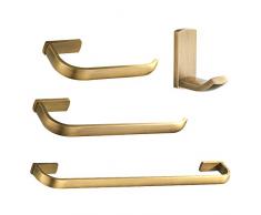 Flybath 4 pezzi Set di Accessori da Bagno - 57 cm Portasciugamani Da Parete Singolo, Anelli Portasciugamani, Porta Carta Igienica, Ganci Portasciugamani, Bronzo Spazzolato