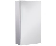 homcom Specchiera Bagno in Acciaio con Anta e Vano Contenitore, Armadietto Bagno con 2 Ripiani, 55x14x30cm